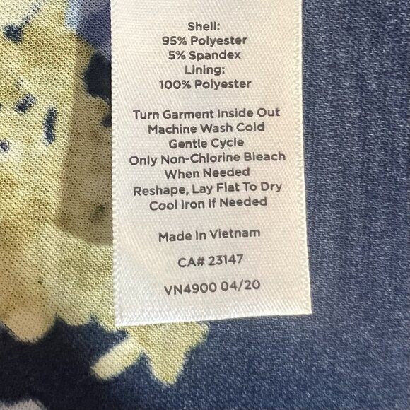 TALBOTS Women’s Midi Dress Size 8 FLORAL JERSEY TWIST FIT & FLARE Blue Stretch - Picture 11 of 12